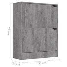 Greatstore Botník se 2 dvířky betonově šedý 59 x 24 x 74 cm dřevotříska