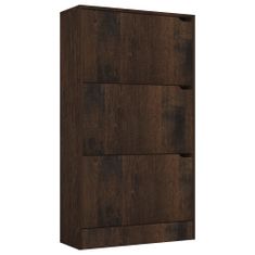 Greatstore Botník se 3 dvířky kouřový dub 59 x 24 x 105 cm dřevotříska