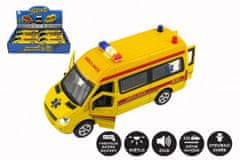 Teddies  Auto ambulance kov/plast 15cm na baterie se světlem se zvukem na zpětné natažení 6ks