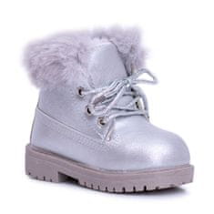 Stříbrné zateplené dětské boty Trappers velikost 30