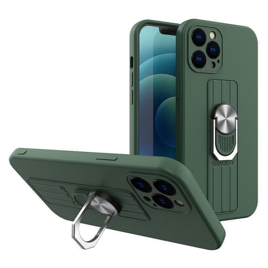 OEM Silikonové pouzdro s kovovým kroužkem na iPhone 12 Pro 6.1" dark green