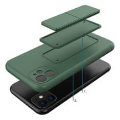 WOZINSKY Kickstand flexibilní silikonové pouzdro se stojánkem na iPhone 11 Pro , tmavě zelená