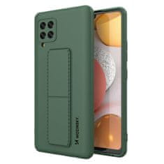 WOZINSKY Flexibilní silikonové pouzdro se stojánkem na Samsung Galaxy A42 5G dark green