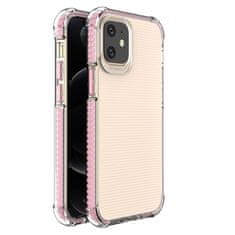 HURTEL PRUŽNÉ GELOVÉ PANCÉŘOVÉ POUZDRO SPRING ARMOUR S BAREVNÝM RÁMEČKEM PRO IPHONE 12 MINI RŮŽOVÉ