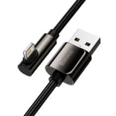 Greatstore Legendární úhlový nylonový kabel USB Iphone Lightning kabel pro hráče 2,4A 2m černý