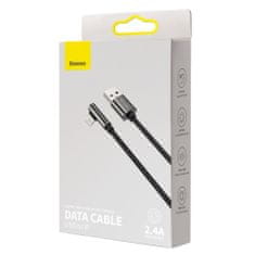 Greatstore Legendární úhlový nylonový kabel USB Iphone Lightning kabel pro hráče 2,4A 2m černý