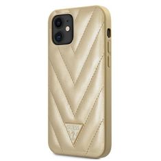 Guess GUHCP12SPUVQTMLBE hard silikonové pouzdro iPhone 12 Mini 5.4" gold V-Quilted Collection