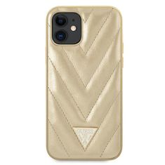 Guess GUHCP12SPUVQTMLBE hard silikonové pouzdro iPhone 12 Mini 5.4" gold V-Quilted Collection