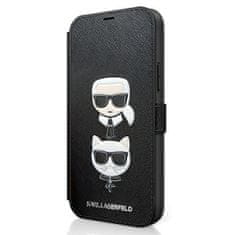 Karl Lagerfeld KLFLBKP12SSAKICKCBK knížkové pouzdro iPhone 12 Mini 5.4" black book Saffiano Karl & Choupette