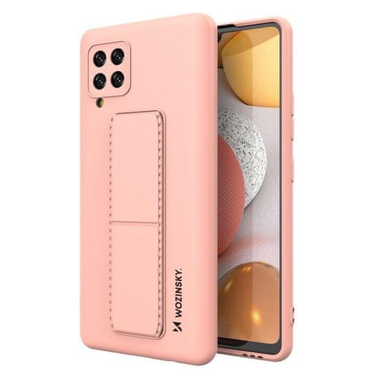 WOZINSKY Flexibilní silikonové pouzdro se stojánkem na Samsung Galaxy A42 5G pink