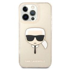 Karl Lagerfeld KLHCP13LKHTUGLGO hard silikonové pouzdro iPhone 13 / 13 Pro 6.1" gold Glitter Karl`s Head