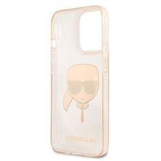 Karl Lagerfeld KLHCP13LKHTUGLGO hard silikonové pouzdro iPhone 13 / 13 Pro 6.1" gold Glitter Karl`s Head