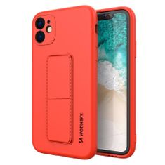 WOZINSKY Kickstand flexibilní silikonové pouzdro se stojánkem na iPhone 12 Pro , červená