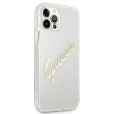 Guess GUHCP12MKTRSVGO hard silikonové pouzdro iPhone 12 / 12 Pro 6.1" transparent Vintage Script gold