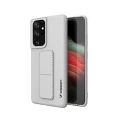 WOZINSKY Kickstand flexibilní silikonové pouzdro se stojánkem pro Samsung Galaxy S21 Ultra 5G , šedá