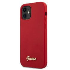 Guess GUHCP12SLSLMGRE hard silikonové pouzdro iPhone 12 Mini 5.4" red kovové logo Script