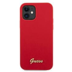 Guess GUHCP12SLSLMGRE hard silikonové pouzdro iPhone 12 Mini 5.4" red kovové logo Script