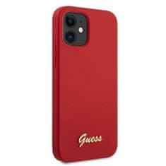 Guess GUHCP12SLSLMGRE hard silikonové pouzdro iPhone 12 Mini 5.4" red kovové logo Script