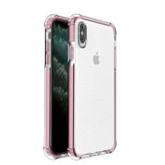 IZMAEL Spring Armor silikonove pouzdro s barevnym lemom pro Apple iPhone XS Max - Slabě Růžová KP9572