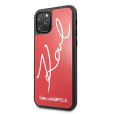 Karl Lagerfeld KLHCN58DLKSRE  hard silikonové pouzdro iPhone 11 Pro red Signature glitter