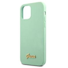 Guess GUHCP12SLSLMGGN hard silikonové pouzdro iPhone 12 Mini 5.4" green kovové logo Script