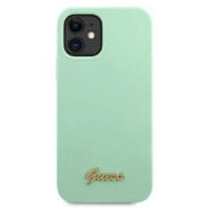 Guess GUHCP12SLSLMGGN hard silikonové pouzdro iPhone 12 Mini 5.4" green kovové logo Script