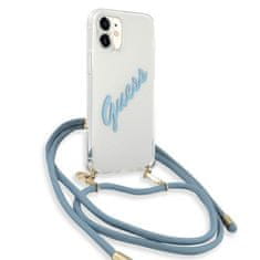 Guess GUHCP12SCRTVSBL hard silikonové pouzdro iPhone 12 Mini 5.4" blue Script Vintage with cord