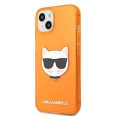 Karl Lagerfeld KLHCP13SCHTRO hard silikonové pouzdro iPhone 13 Mini 5.4" orange Glitter Choupette Fluo