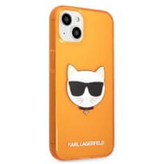 Karl Lagerfeld KLHCP13SCHTRO hard silikonové pouzdro iPhone 13 Mini 5.4" orange Glitter Choupette Fluo