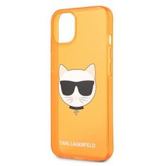 Karl Lagerfeld KLHCP13SCHTRO hard silikonové pouzdro iPhone 13 Mini 5.4" orange Glitter Choupette Fluo