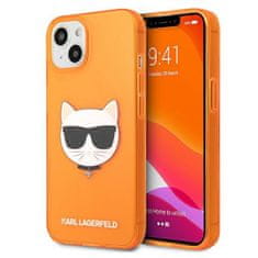 Karl Lagerfeld KLHCP13SCHTRO hard silikonové pouzdro iPhone 13 Mini 5.4" orange Glitter Choupette Fluo