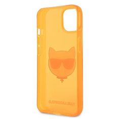 Karl Lagerfeld KLHCP13SCHTRO hard silikonové pouzdro iPhone 13 Mini 5.4" orange Glitter Choupette Fluo