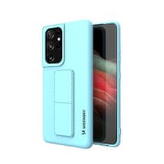 WOZINSKY Kickstand flexibilní silikonové pouzdro se stojánkem pro Samsung Galaxy S21 Ultra 5G , světlá modrá