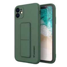 WOZINSKY Flexibilní silikonové pouzdro se stojánkem na Samsung Galaxy A22 4G dark green