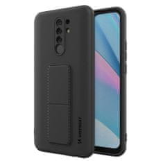 WOZINSKY Kickstand flexibilní silikonové pouzdro se stojánkem pro Xiaomi Redmi 9 , černá