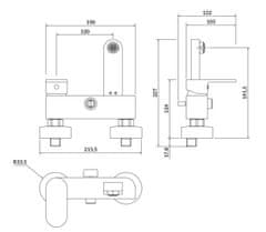 CERSANIT Nástěnná vanová baterie crea, páková, černá (S951-307)