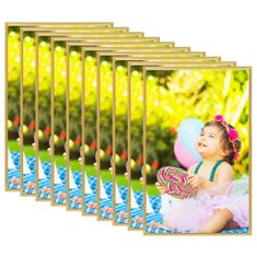 Greatstore Fotorámečky koláž 10 ks na zeď nebo stůl zlaté 10 x 15 cm MDF