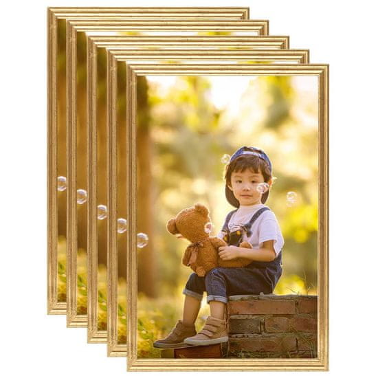 Greatstore Fotorámečky koláž 5 ks na zeď nebo stůl zlaté 50 x 70 cm MDF