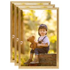 Greatstore Fotorámečky koláž 3 ks na zeď nebo stůl zlaté 59,4 x 84 cm MDF