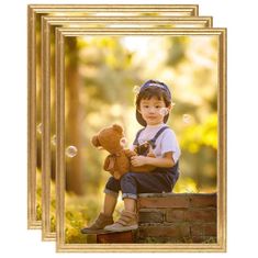 Greatstore Fotorámečky koláž 3 ks na zeď nebo stůl zlaté 20 x 25 cm MDF