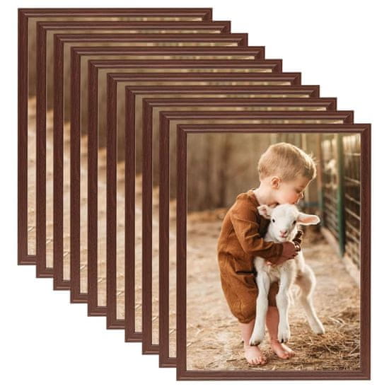 Greatstore Fotorámečky koláž 10 ks na zeď nebo stůl hnědé 20 x 25 cm MDF