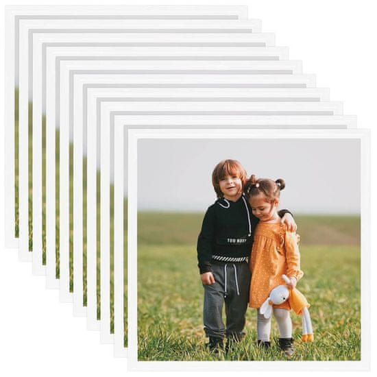 Greatstore Fotorámečky koláž 10 ks na zeď nebo stůl bílé 20 x 20 cm MDF