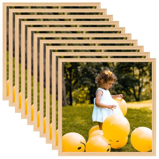 Greatstore Fotorámečky koláž 10 ks na zeď nebo stůl světlý dub 20 x 20 cm