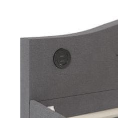 Vidaxl Lehátko s matrací a USB, světle šedá látka, 90x200 cm