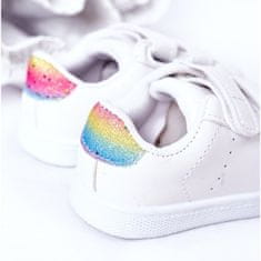 Dětské tenisové boty na suchý zip White &amp; Rainbow velikost 20