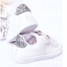 Dětská tenisová obuv na suchý zip bílo-stříbrná velikost 20