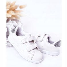 Dětská tenisová obuv na suchý zip bílo-stříbrná velikost 25