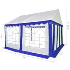 Greatstore Zahradní altán PVC 3 x 4 m modrý a bílý