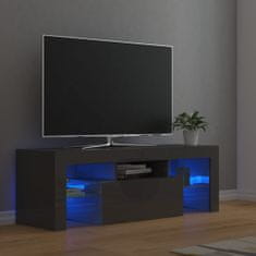 Greatstore TV skříňka s LED osvětlením šedá s vysokým leskem 120x35x40 cm