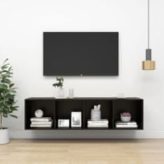 Greatstore Nástěnná TV skříňka černá 37 x 37 x 142,5 cm dřevotříska